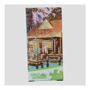 Masterpieces Puzzle 500 Jigsaw Piece The Great Outdoors Cabin Fishing Truck Lake